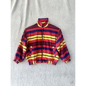 VTG 90s FUDA International Silk Bomber Oversized Jacket Multicolor Sz XL